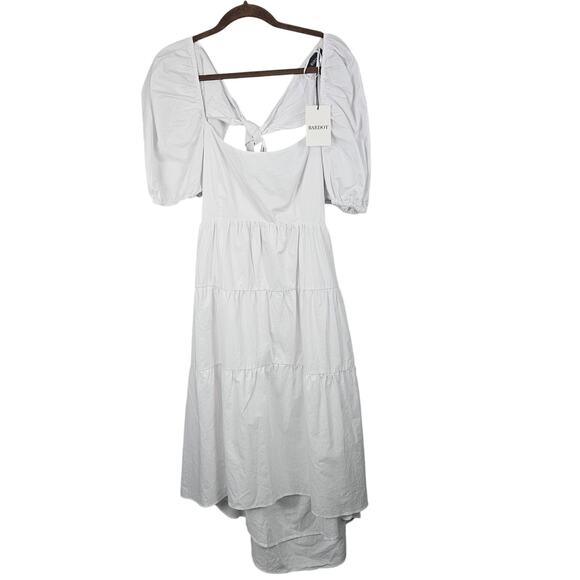 Bardot White Maxi Tear Layered Puff Short Sleeve Dress Size M - Picture 1 of 7